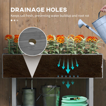 Wooden Two-Tier Raised Planter, Two Drainage Holes, 35L - Grey
