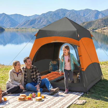 Double Layer Instant Pop Up Tent with Rainfly, Portable Camping Shelter with Sewn-in Groundsheet and Carry Bag, Orange