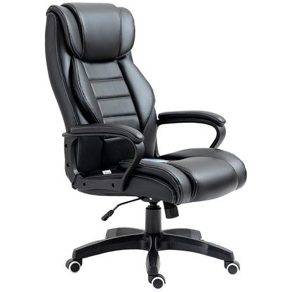 Office Chair with 6-Point Maaage, PU Desk Chair with Padded Seat and Armrest, Computer Chair with Tilt Function for Home