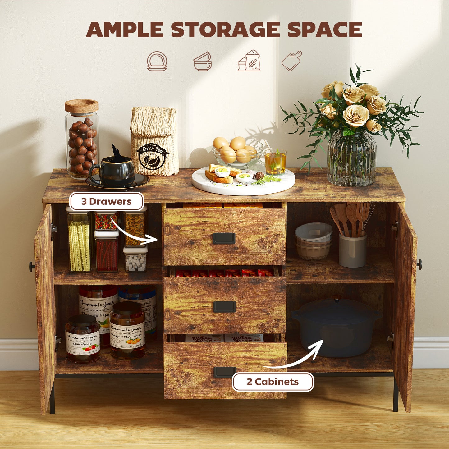 Modern Rustic Brown Sideboard