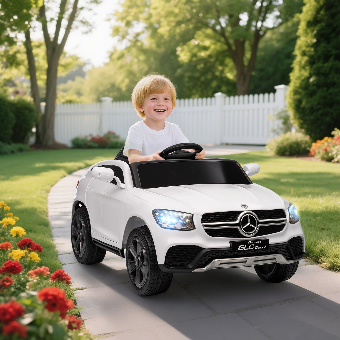 Mercedes-Benz GLC Licensed Kids Ride on Car with Remote Control, Soft Start, MP3, LED Headlights, White
