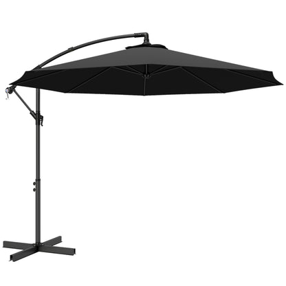 3m Overhanging Cantilever Parasol, with Cross Base - Black