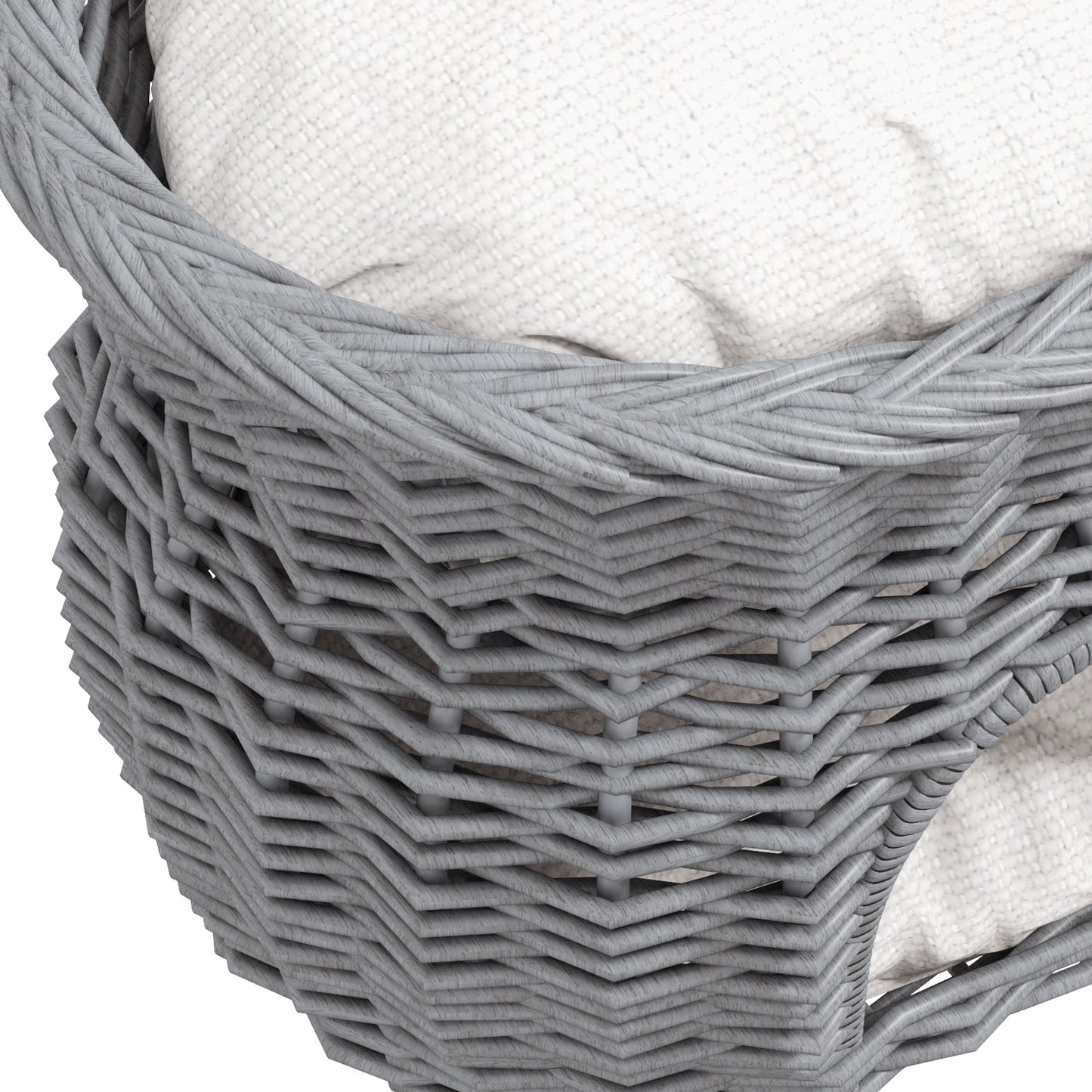 2-Tier Wicker Cat House Elevated Pet Bed Basket Willow Kitten Tower Pet Den. with Washable Cushions 56x37x40cm Grey