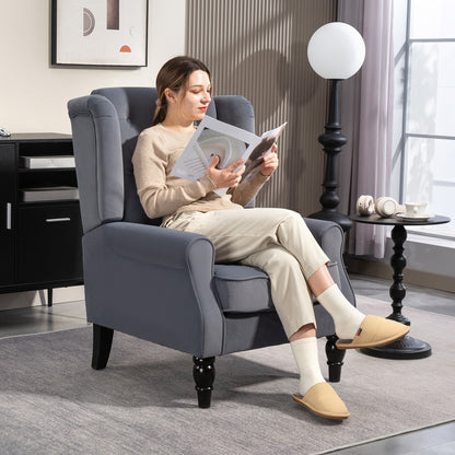 Wingback Accent Chair, Retro Upholstered Button Tufted Occasional Chair for Living Room and Bedroom, Grey