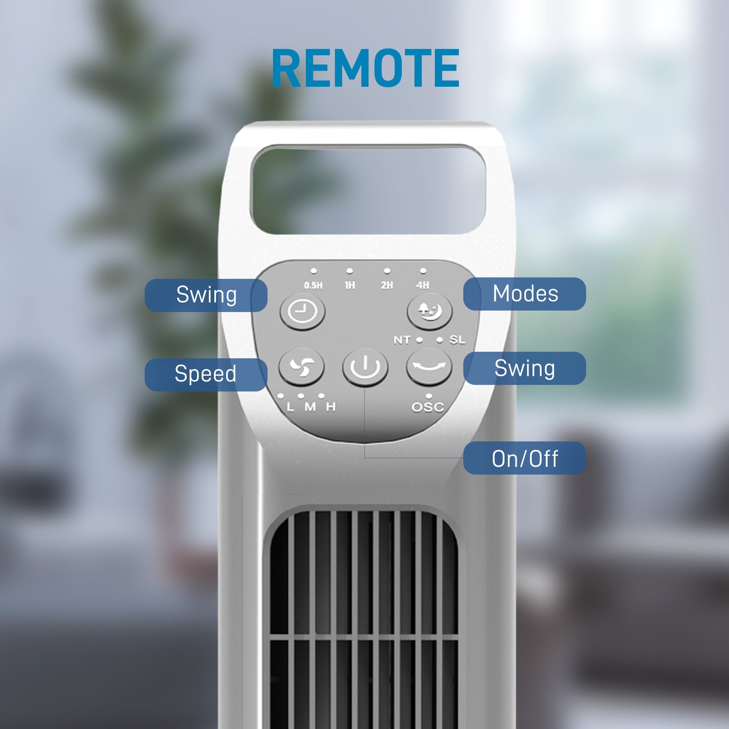 31" Oscillating Tower Fan with Remote Control, 4H Timer, 3 Speed 3 Modes