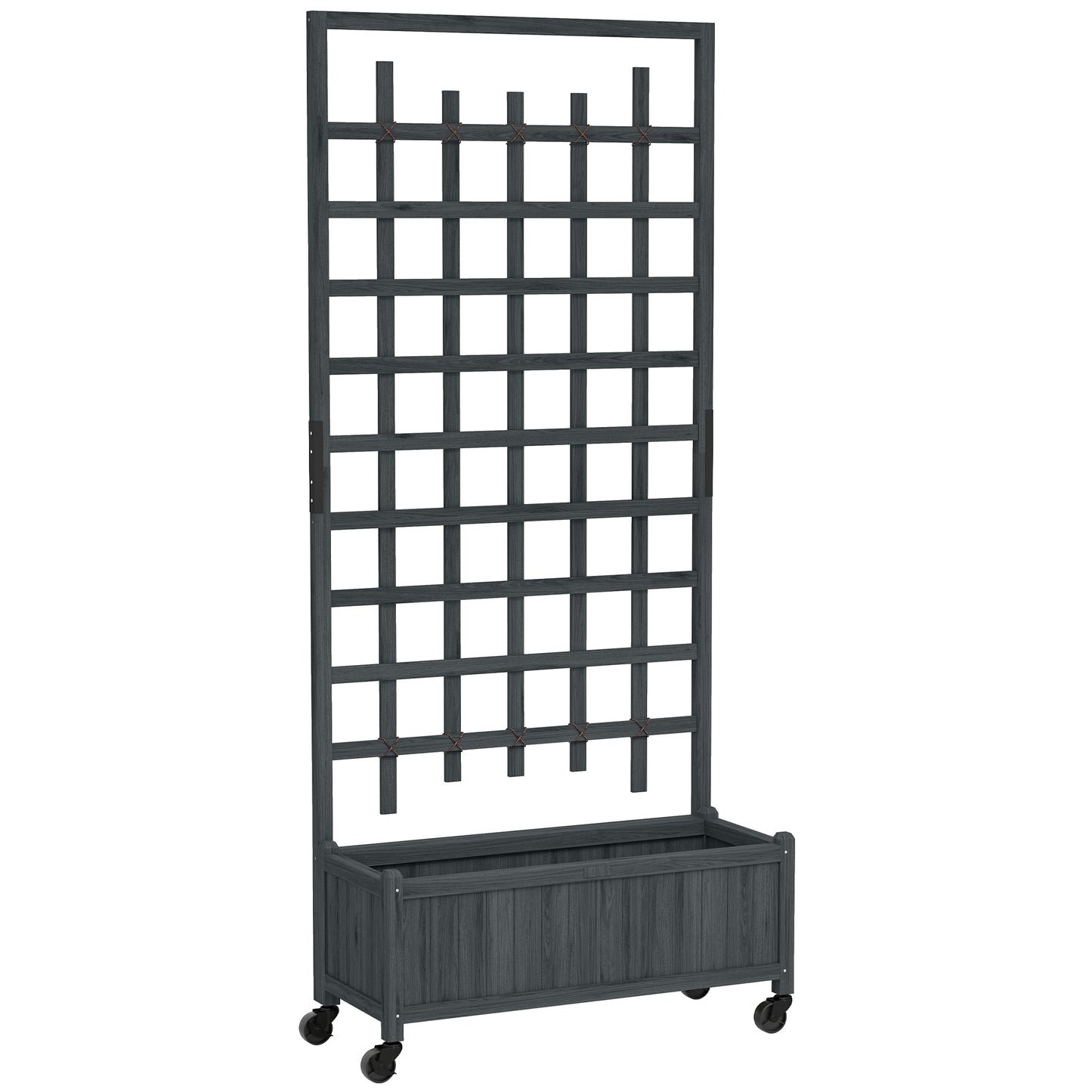 Wooden Trellis Planter, Raised Garden Bed with Wheels, to Climb and Grow Vegetables, Herbs and Flowers, Grey