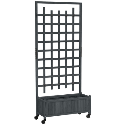 Wooden Trellis Planter, Raised Garden Bed with Wheels, to Climb and Grow Vegetables, Herbs and Flowers, Grey