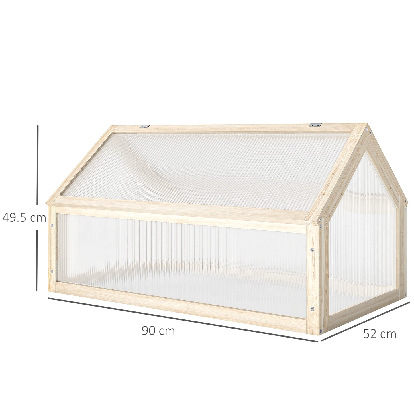 Wooden Cold Frame Garden Polycarbonate Greenhouse with Openable Top Cover, Grow House for Flowers, Vegetables, Plants