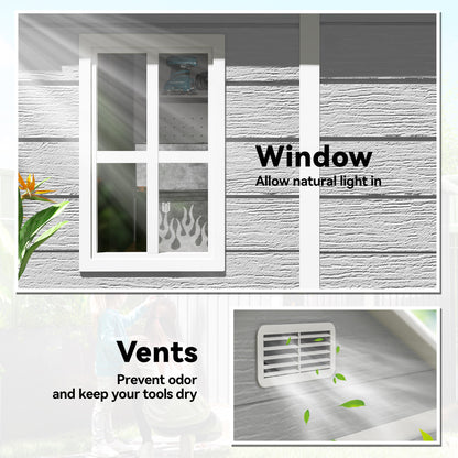 6 x 5ft Garden Shed, Plastic Shed with Floor, Window, Lockable Doors and Vents