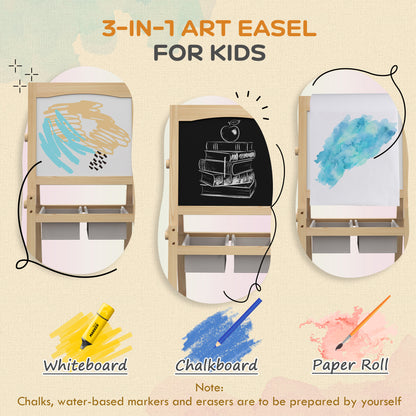 Kids Easel with Paper Roll, 3 in 1 Art Easel for Toddlers
