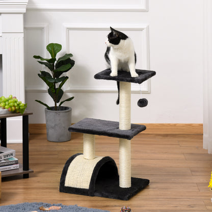 72cm Cat Tree with Scratching Post, Pad for Indoor Cats - Smoky Grey