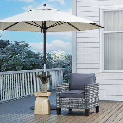 Single Rattan Armchair, with Cushions - Light Grey