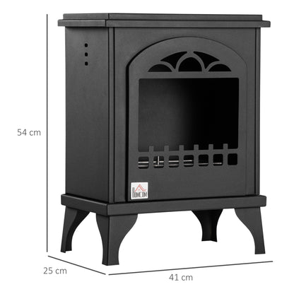 Free Standing Ethanol Fireplace, Bioethanol Heater Stove Fire with 0.9L Tank, 3 Hours Burning Time, Black