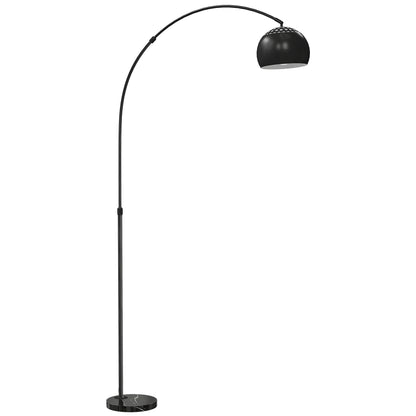 Arc Floor Lamp for Living Room, Modern Adjustable Standing Lamp with Faux Black Marble Base Black