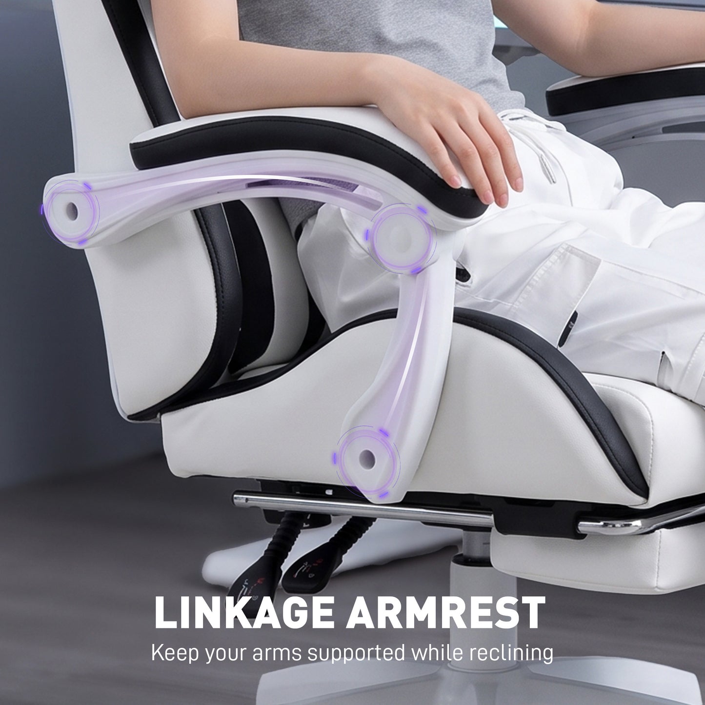 Gaming Chair, Computer Gamer Chair with Reclining High Back, Headrest, Lumbar Support, Footrest, Swivel Wheels, PU Leather