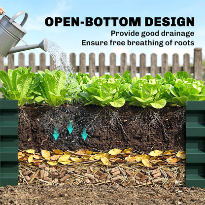 Set of Two 110 x 50 cm Steel Planter Boxes - Green