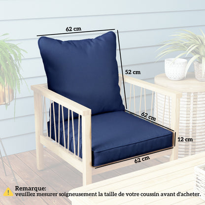 Seat and Back Padded Cushion Set, CUSHION ONLY - Dark Blue
