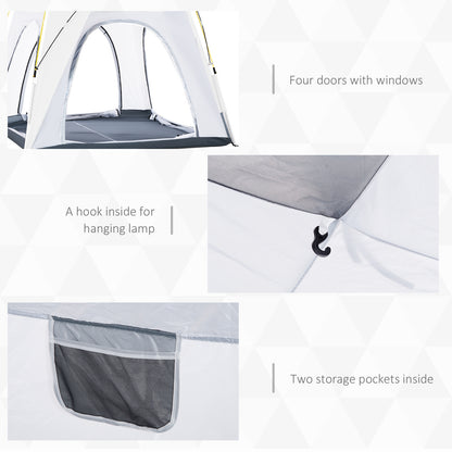 3 Person Automatic Camping Tent, Outdoor Pop Up Tent, Portable Backpacking Dome Shelter, Light Grey