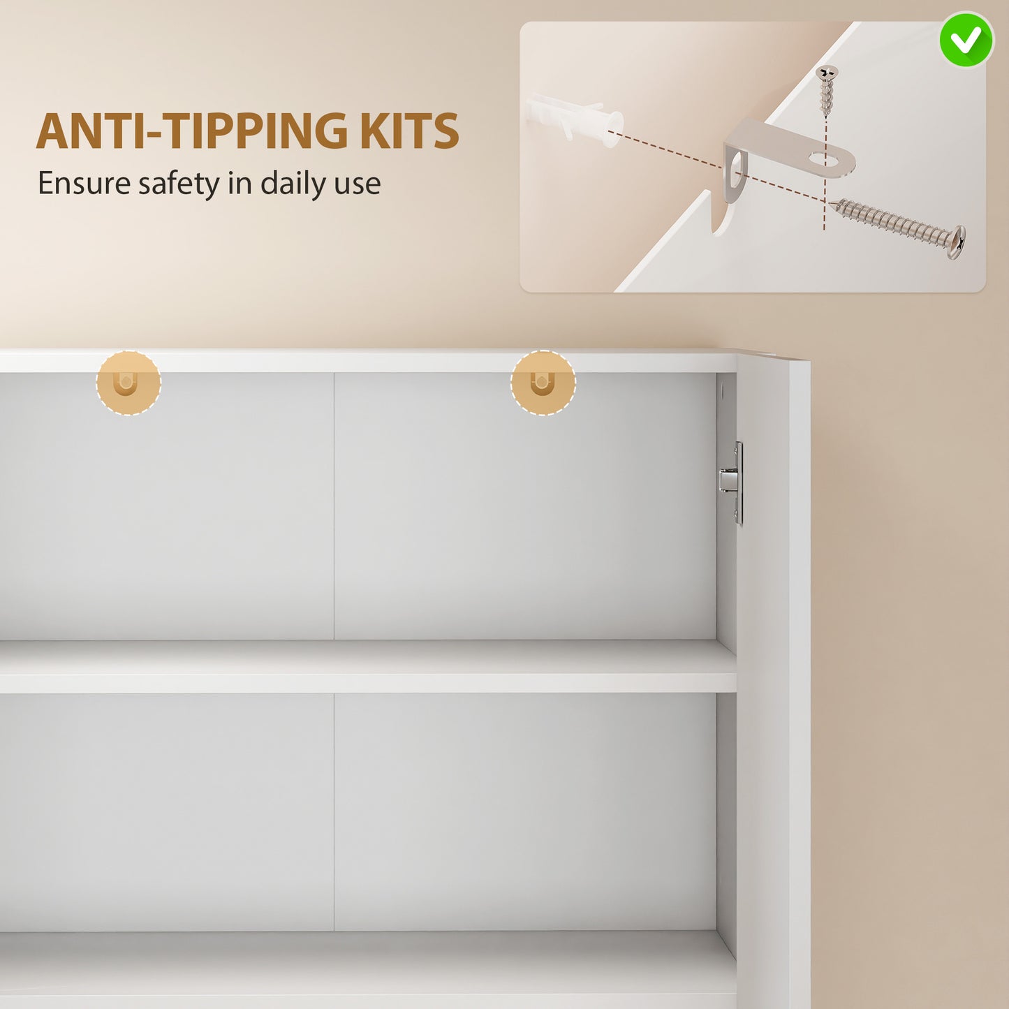 180 cm Tall Kitchen Cupboard, Pantry Storage Cabinet with Soft Close Doors and Adjustable Shelves, High Gloss White
