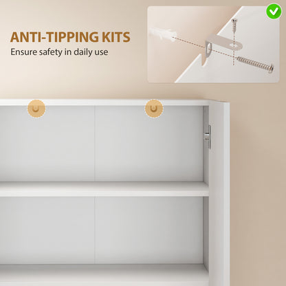 180 cm Tall Kitchen Cupboard, Pantry Storage Cabinet with Soft Close Doors and Adjustable Shelves, High Gloss White
