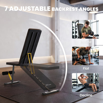 Adjustable Weight Bench, 300kg Incline Decline Flat Foldable Bench Press with 7 Backrest Positions and Resistance Bands