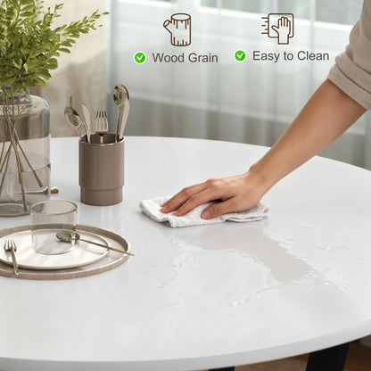 Dining Table, Round Kitchen Table with Black Legs for Living Room, Dining Room 90 x 76 cm, High Gloss White