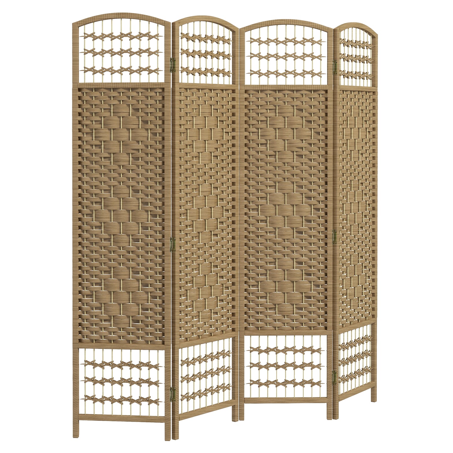 4 Panel Folding Room Divider, Privacy Screen, Paravent Partition Separator for Living Room, Bedroom, Natural