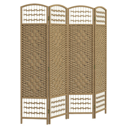 4 Panel Folding Room Divider, Privacy Screen, Paravent Partition Separator for Living Room, Bedroom, Natural
