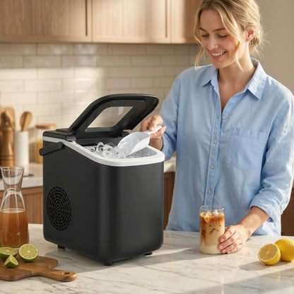 Countertop Ice Maker Machine 9 Cubes in 7 Mins Portable Ice Machine Ice Scoop and Basket 2 Sizes Black
