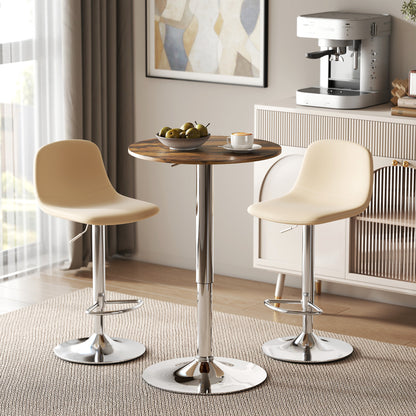 Round Bar Table, 360 Degree Swivel Counter Pub Table with Adjustable Height, for Kitchen, Cafe, Rustic Brown