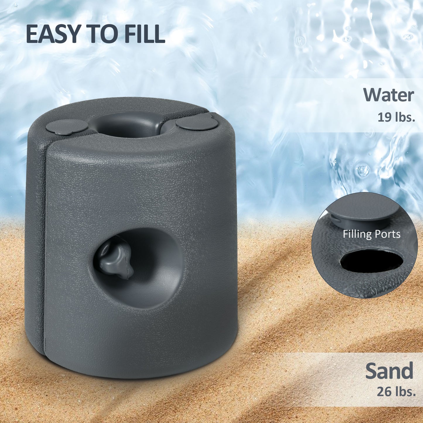 HDPE Tent Weights Set of 4, Canopy Weights, Fill with Water or Sand, 48KG
