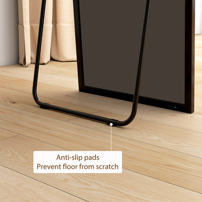 Full Length Mirror, Aluminium Alloy Framed Full Body Mirror with Tempered Glass, Standing or Wall Hanging, Black