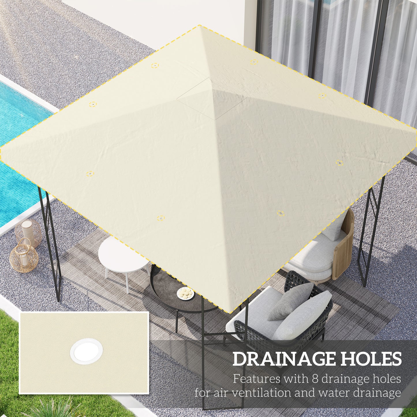 3 x 3(m) Gazebo Canopy Replacement, for 01-0867 - Cream