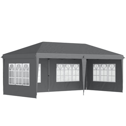 3 x 6m Pop-Up Gazebo, with Removable Walls - Grey
