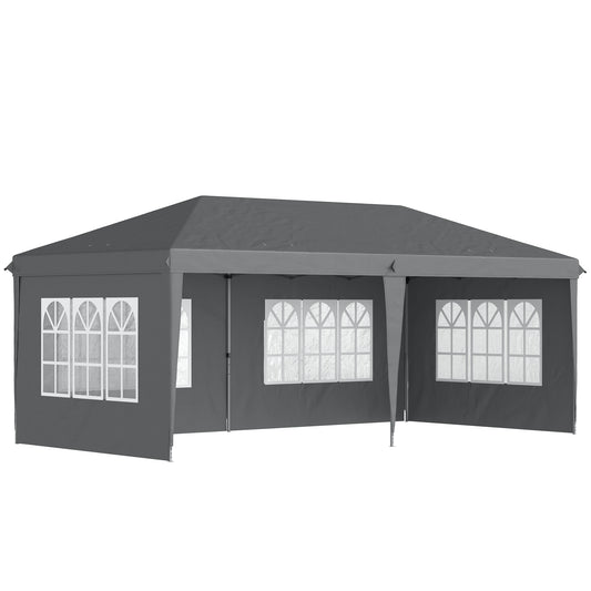 3 x 6m Pop-Up Gazebo, with Removable Walls - Grey