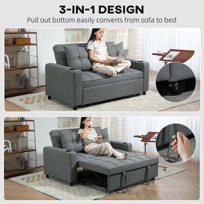 2 Seater Sofa Bed Pull-Out Sofa Bed for Small Space - Charcoal Grey