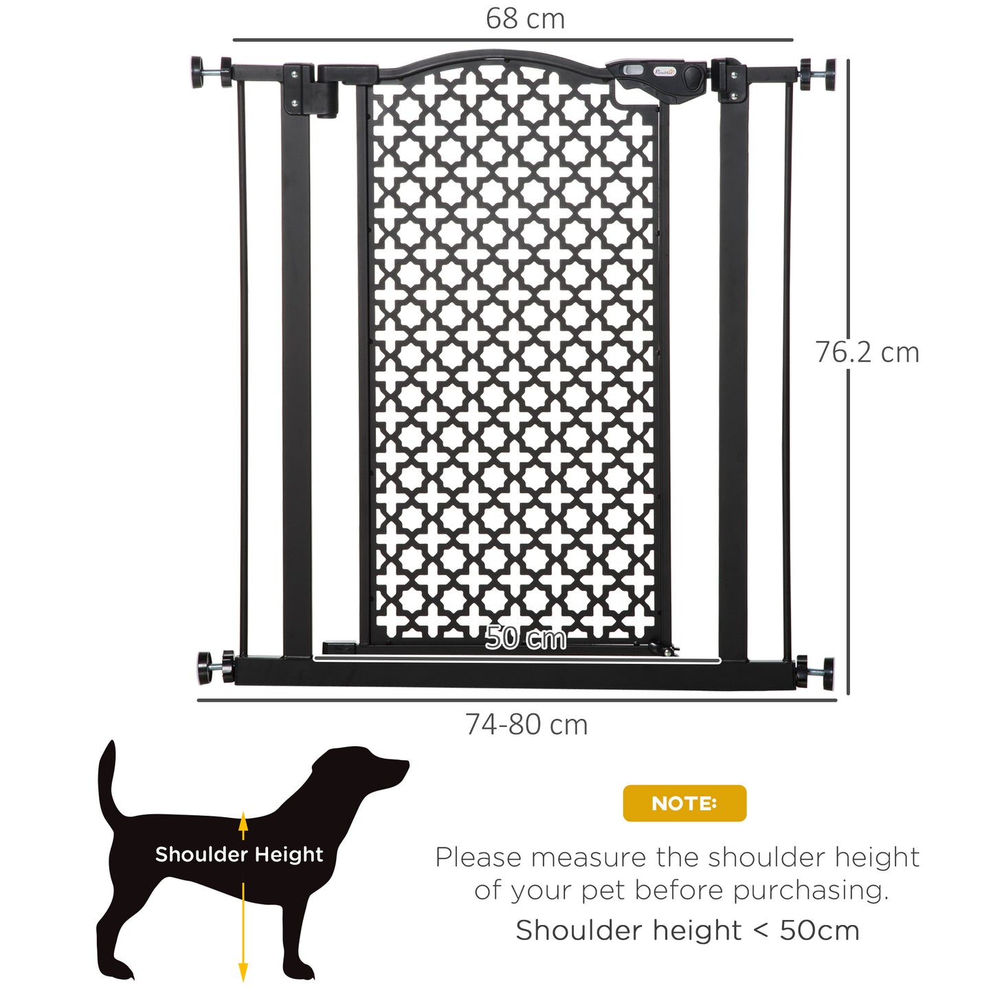 74-80 cm Pressure Fit Safety Gate for Doorways and Staircases, Dog Gate, Pet Barrier for Hallways with Auto Close