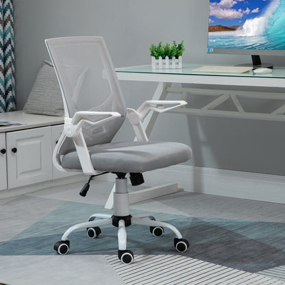 Office Chair with Flip-up Armrest, Mid Back Desk Chair with Mesh Back, Lumbar Support, Adjustable Height