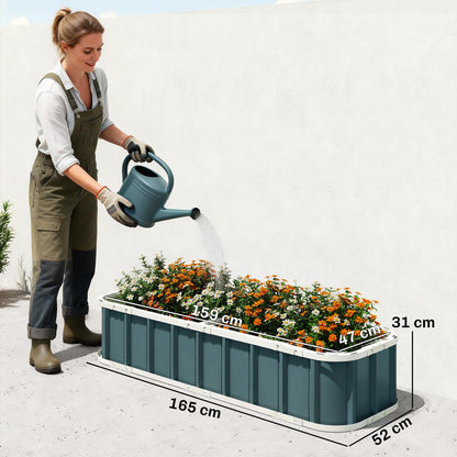 Galvanised Raised Garden Bed, 5 x 2 x 1 ft Metal Planter with Gloves and Folded Edging, Dark Grey
