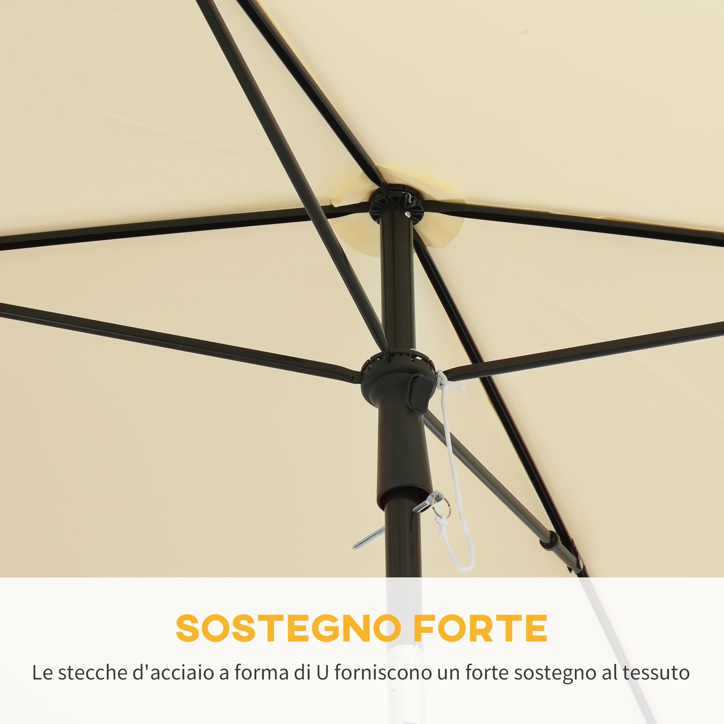 Garden Parasol Umbrella, Outdoor Market Table Umbrella with Ruffles & Aluminium Pole