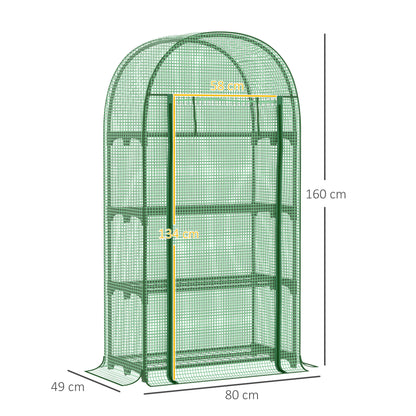 4 Tier Mini Greenhouse for Outdoor, Portable Gardening Plant Green House with Storage Shelf, Roll-Up Zipped Door