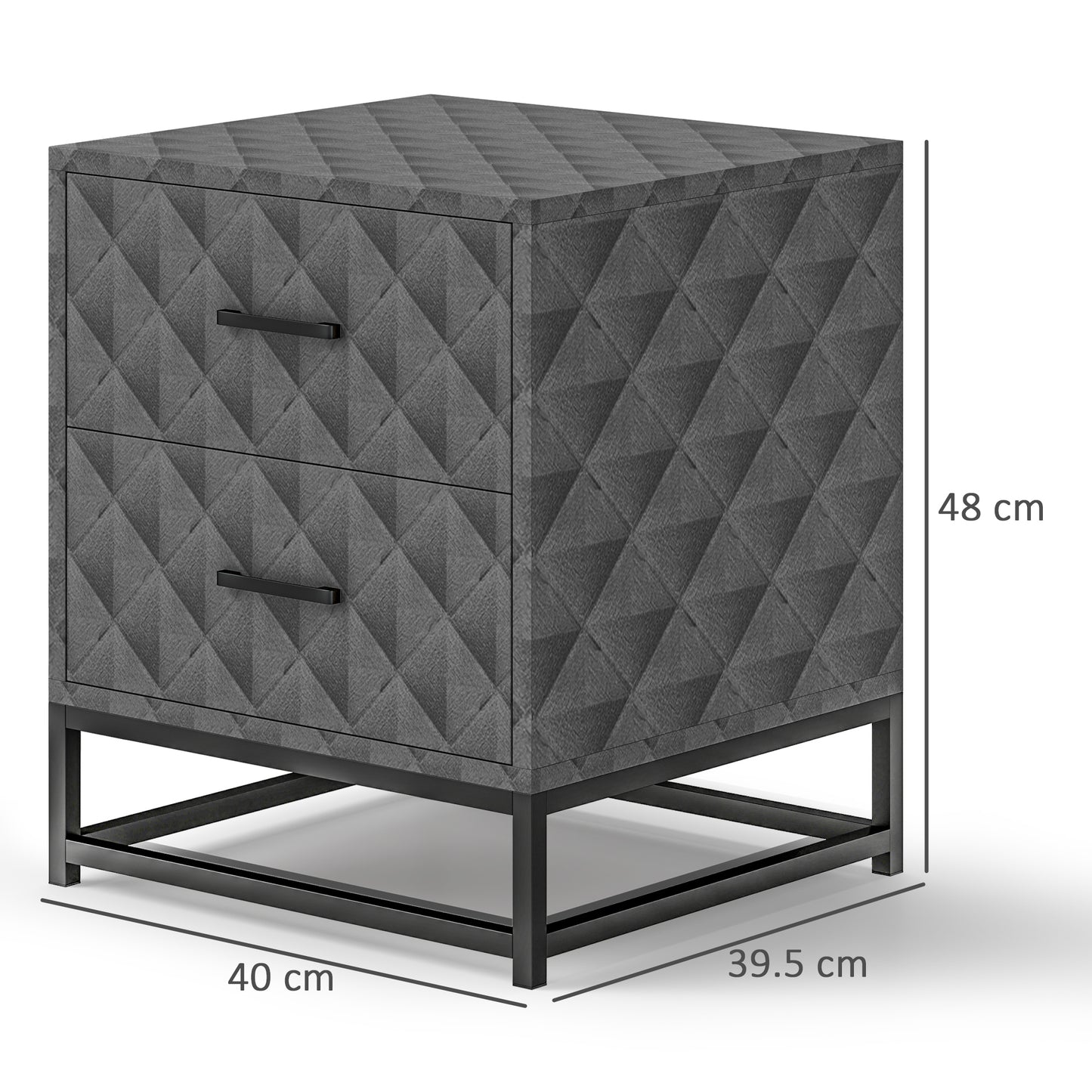 Bedside Tables Set of 2, Modern Bedside Table Nightstand with 2 Drawers, Bedside Cabinet Sofa Side Table with Storage