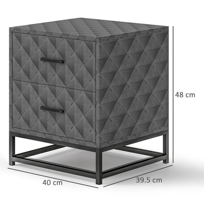Bedside Tables Set of 2, Modern Bedside Table Nightstand with 2 Drawers, Bedside Cabinet Sofa Side Table with Storage