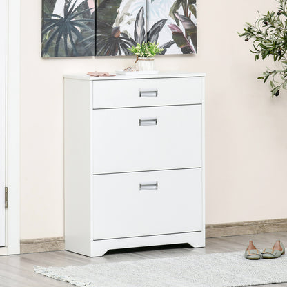 Shoe Cabinet, Slim Shoe Storage Cabinet with Drawer, 2 Flip-up Doors and Adjustable Shelf
