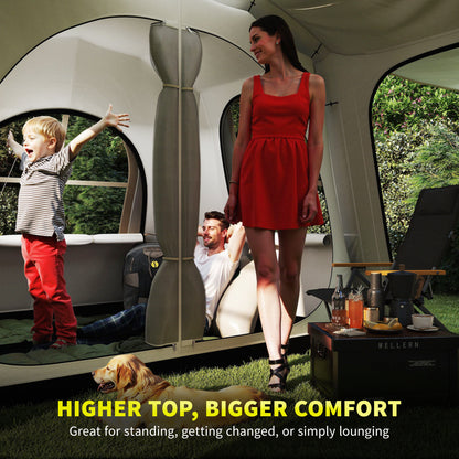 4 Man Tunnel Tent, Family Camping Tent with Porch, Bedroom and Living Area, Sewn in Groundsheet, 3000mm Waterproof