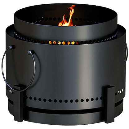 Smokeless Fire Pit with Ash Catcher, 37cm Portable Wood Burning Firepit with Poker for Garden Camping Bonfire Party, Metal