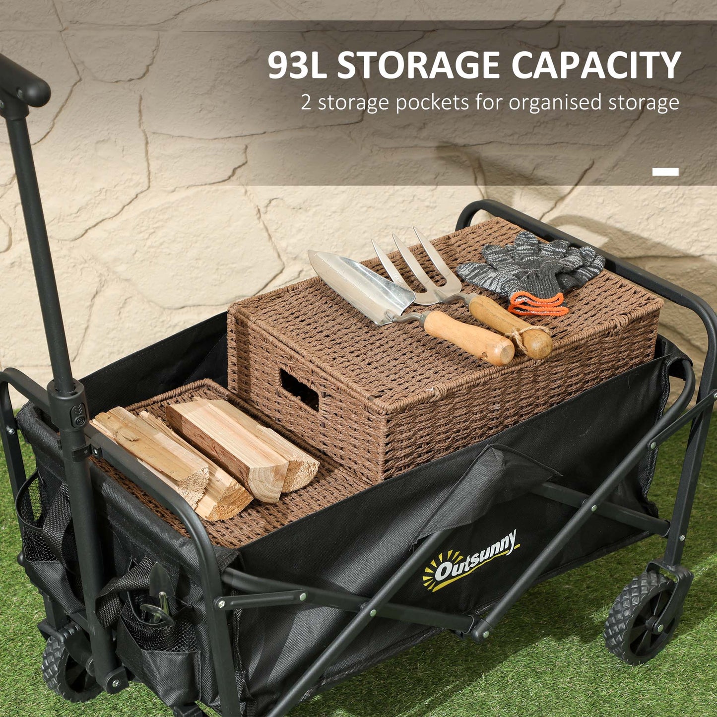 93L Festival Trolley on Wheels, Garden Folding Trolley Cart