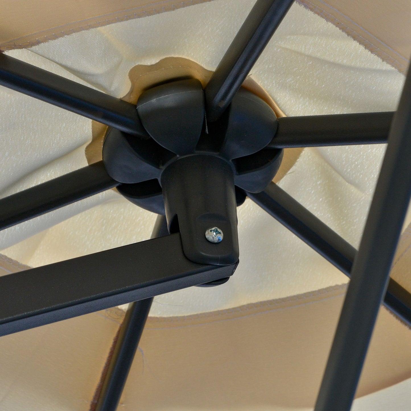 3m Cantilever Parasol with Easy Lever, Patio Umbrella with Crank Handle, Cross Base and 6 Metal Ribs