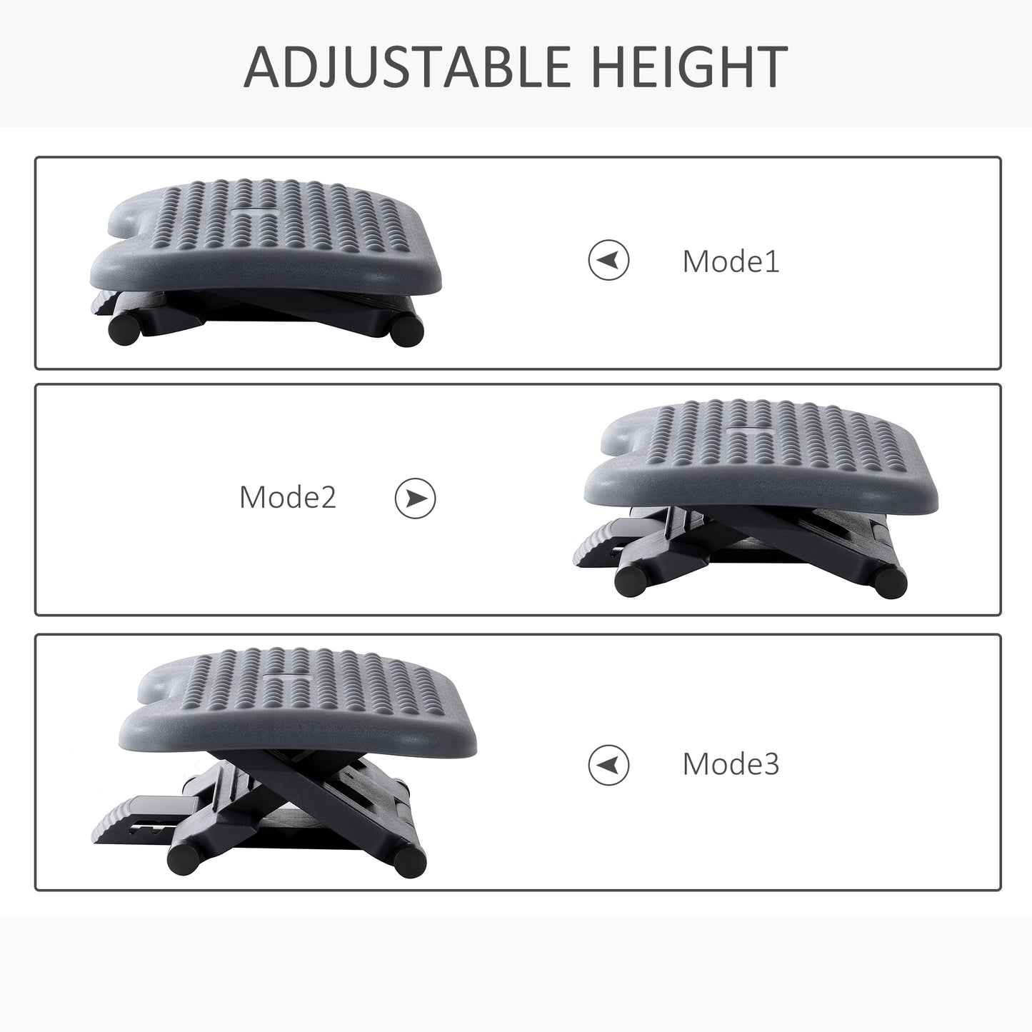 Footrest Adjustable Height & Angle Tilting Platform Home Office Foot Rest Charcoal Grey