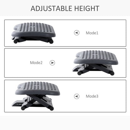 Footrest Adjustable Height & Angle Tilting Platform Home Office Foot Rest Charcoal Grey